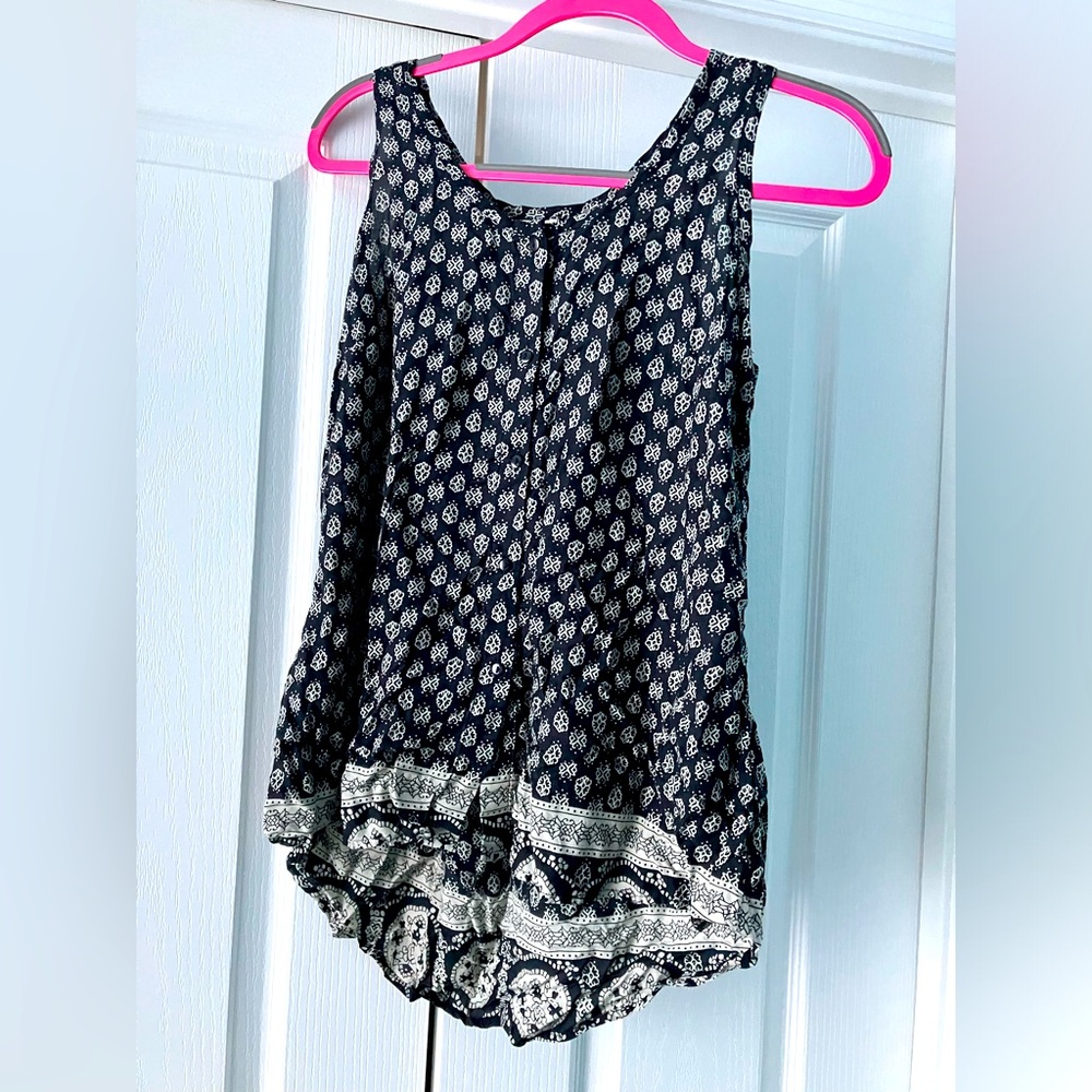Faded Glory Black Soft Rayon Lightweight Flowy Tank Top Size Small (4-6)
